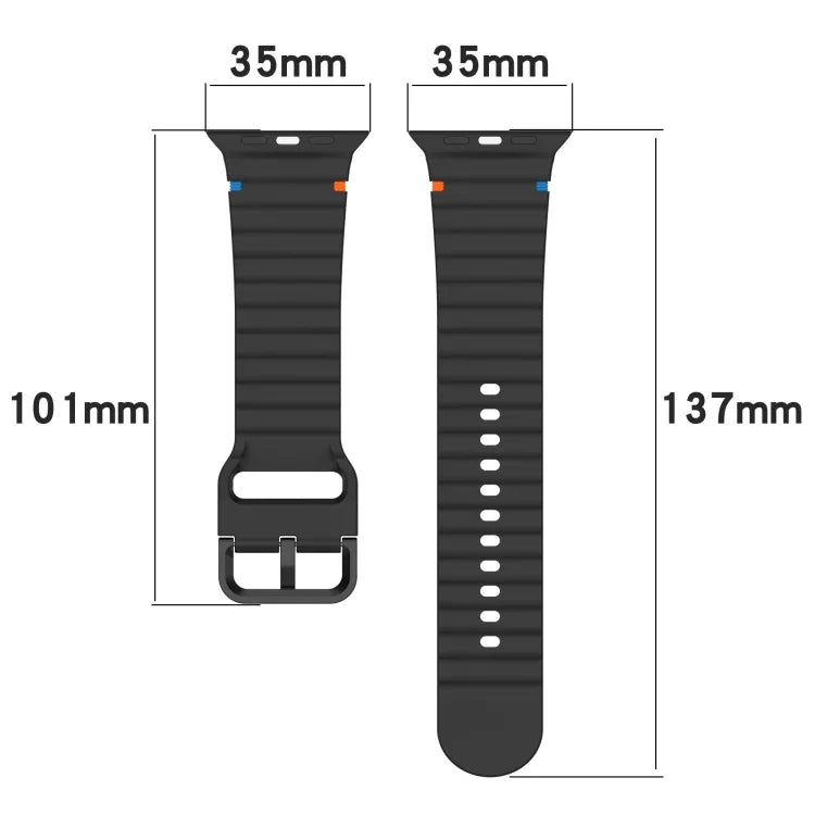 Wavy Grain Stitched Silicone Watch Band, For Apple Watch Series 9 41mm, For Apple Watch Ultra 49mm, For Apple Watch Series 8 41mm, For Apple Watch Series 8 45mm