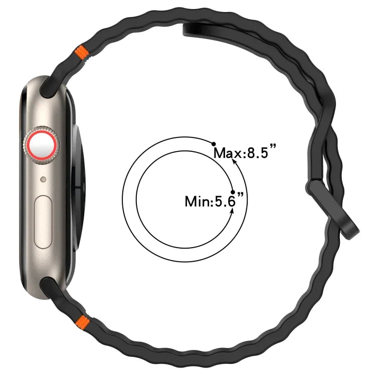 Wavy Grain Stitched Silicone Watch Band, For Apple Watch Series 6 40mm, For Apple Watch Series 6 44mm, For Apple Watch Series 5 44mm, For Apple Watch Series 5 40mm