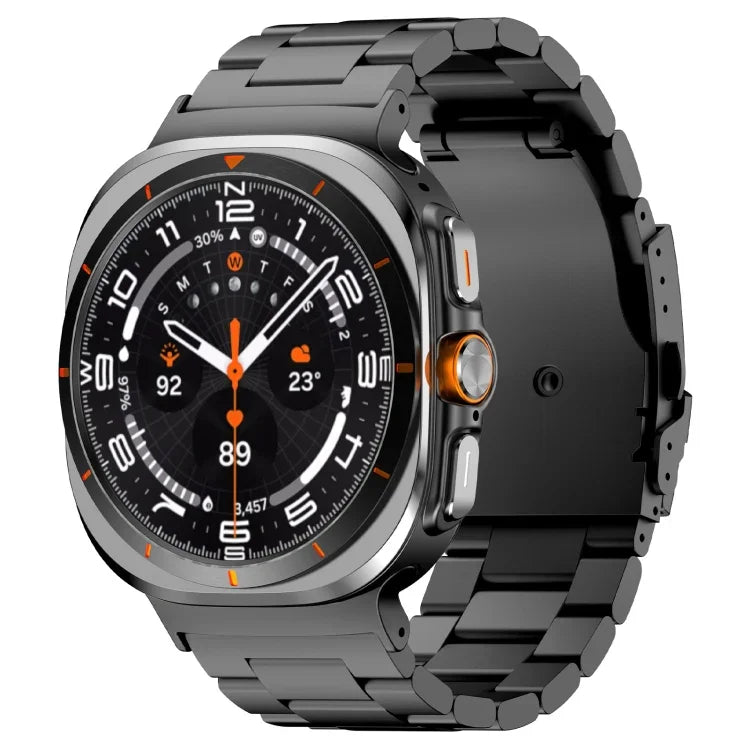 Samsung Galaxy Watch Ultra 47mm用 三連ビーズ チタン合金メタルウォッチバンド