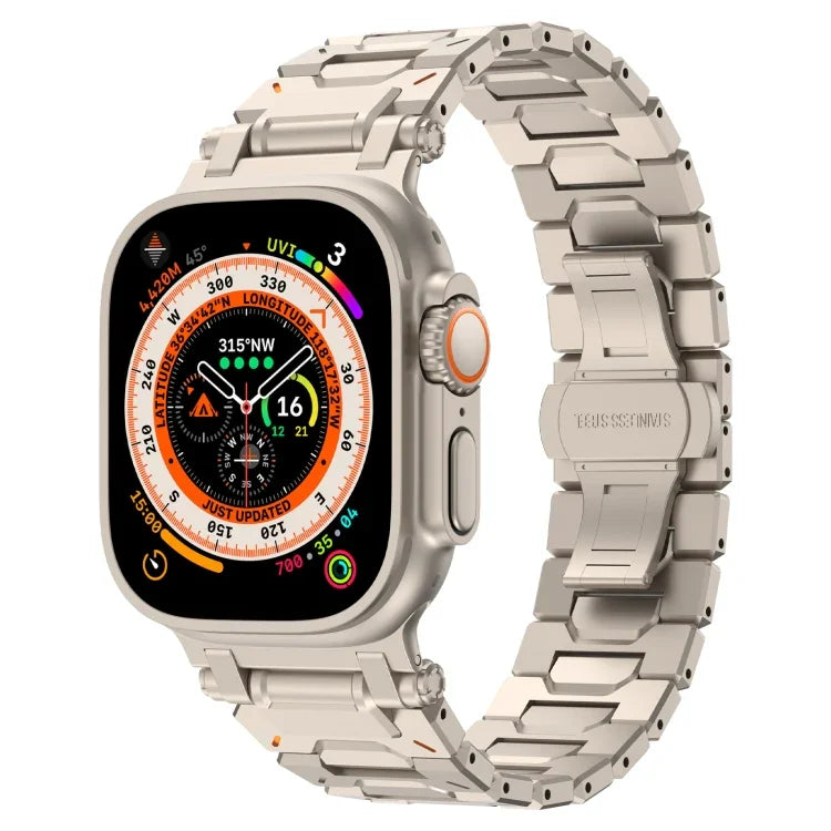Pathfinder ステンレススチール メタルウォッチバンド、Apple Watch Series 10 46mm 用、Apple Watch SE 2023 44mm 用、Apple Watch Ultra 2 49mm 用、Apple Watch Series 9 45mm 用、Apple Watch Ultra 49mm 用、Apple Watch Series 8 45mm 用、Apple Watch SE 2022 4...