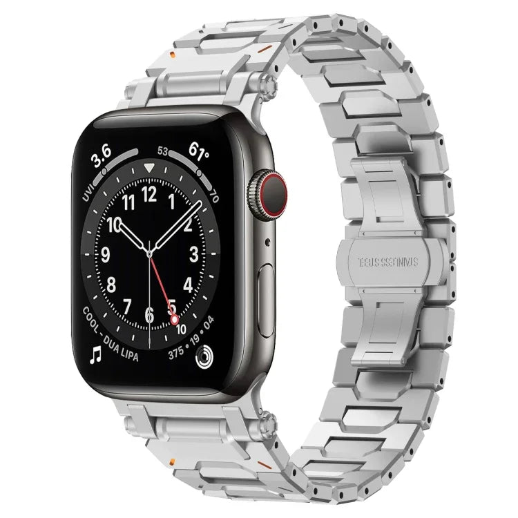 Pathfinder ステンレススチール メタルウォッチバンド、Apple Watch Series 10 46mm 用、Apple Watch SE 2023 44mm 用、Apple Watch Ultra 2 49mm 用、Apple Watch Series 9 45mm 用、Apple Watch Ultra 49mm 用、Apple Watch Series 8 45mm 用、Apple Watch SE 2022 4...