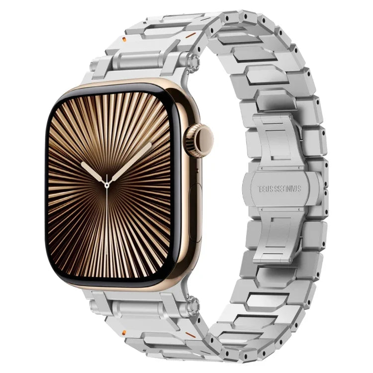 Pathfinder ステンレススチール メタルウォッチバンド、Apple Watch Series 10 46mm 用、Apple Watch SE 2023 44mm 用、Apple Watch Ultra 2 49mm 用、Apple Watch Series 9 45mm 用、Apple Watch Ultra 49mm 用、Apple Watch Series 8 45mm 用、Apple Watch SE 2022 4...