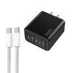 120W PD3.0 3ポートType-C 2ポートUSB マルチポート急速充電器 Type-C to Type-Cケーブル付き、USプラグ、USプラグ＋C to Cケーブル