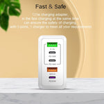 120W PD3.0 3ポートType-C 2ポートUSB マルチポート急速充電器 Type-C to Type-Cケーブル付き、USプラグ、USプラグ＋C to Cケーブル