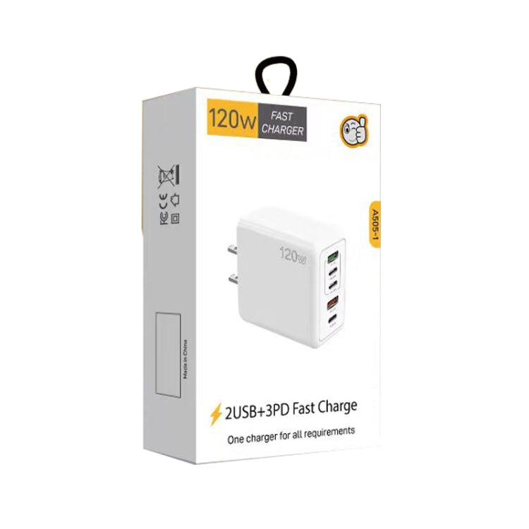 120W PD3.0 3ポートType-C 2ポートUSB マルチポート急速充電器 Type-C to Type-Cケーブル付き、USプラグ、USプラグ＋C to Cケーブル