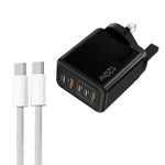 120W PD3.0 3ポートType-C 2ポートUSB マルチポート急速充電器 Type-C to Type-Cケーブル付き、UKプラグ、UKプラグ＋C to Cケーブル