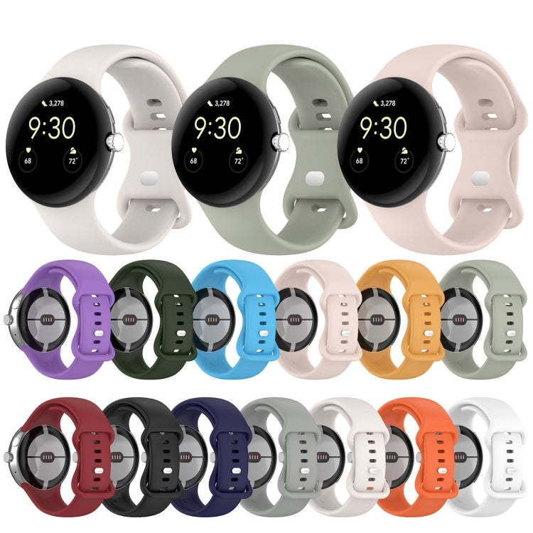 ソリッドカラー バタフライバックル シリコン製腕時計バンド, サイズ: S, Google Pixel Watch 4 / Watch 3 45mm用