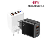 45W PD3.0 / PPS Type-C + QC3.0 USB 完全互換プロトコル充電器、EUプラグ、PD3.0 / PPS Type-C + QC3.0 USB（EUプラグ）