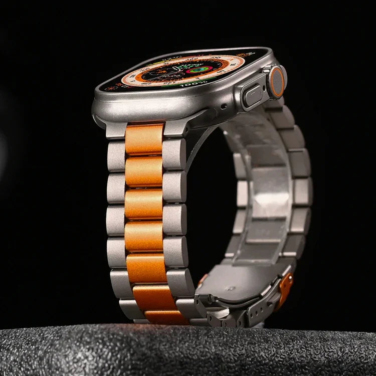 スリービーズ チタン合金メタルウォッチバンド、Apple Watch Series 7 41mm 用、Apple Watch Series 7 45mm 用、Apple Watch Series 6 40mm 用、Apple Watch Series 6 44mm 用、Apple Watch Series 5 44mm 用、Apple Watch Series 5 40mm 用                       ...