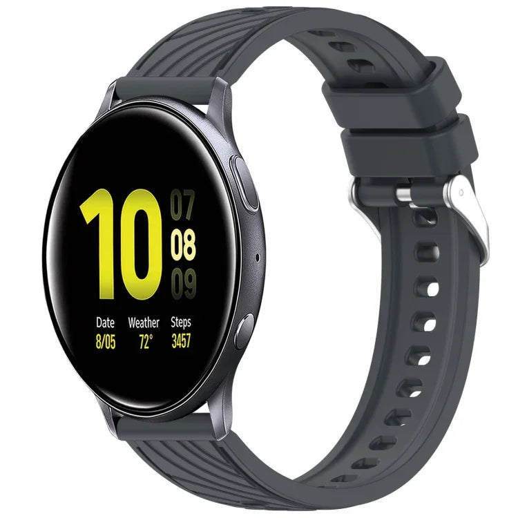 ストライプテクスチャーシリコン 20mm 時計バンド、Samsung Galaxy Watch Active2 44mm 用、Samsung Galaxy Watch Active2 40mm 用