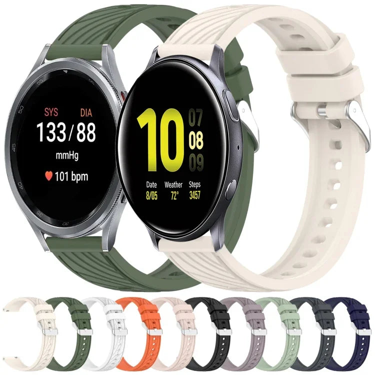 ストライプテクスチャーシリコン 20mm 時計バンド、Samsung Galaxy Watch Active2 44mm 用、Samsung Galaxy Watch Active2 40mm 用