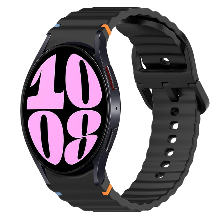 ウェービーグレインステッチ入りクイックリリースシリコン製時計バンド、Samsung Galaxy Watch 6 44mm用、Samsung Galaxy Watch 6 40mm用、Samsung Galaxy Watch 6 Classic 43mm用、Samsung Galaxy Watch 5 Pro ゴルフエディション用