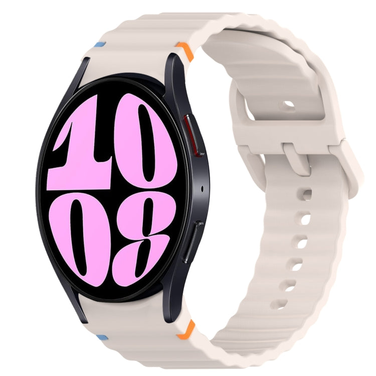 ウェービーグレインステッチ入りクイックリリースシリコン製時計バンド、Samsung Galaxy Watch 6 44mm用、Samsung Galaxy Watch 6 40mm用、Samsung Galaxy Watch 6 Classic 43mm用、Samsung Galaxy Watch 5 Pro ゴルフエディション用