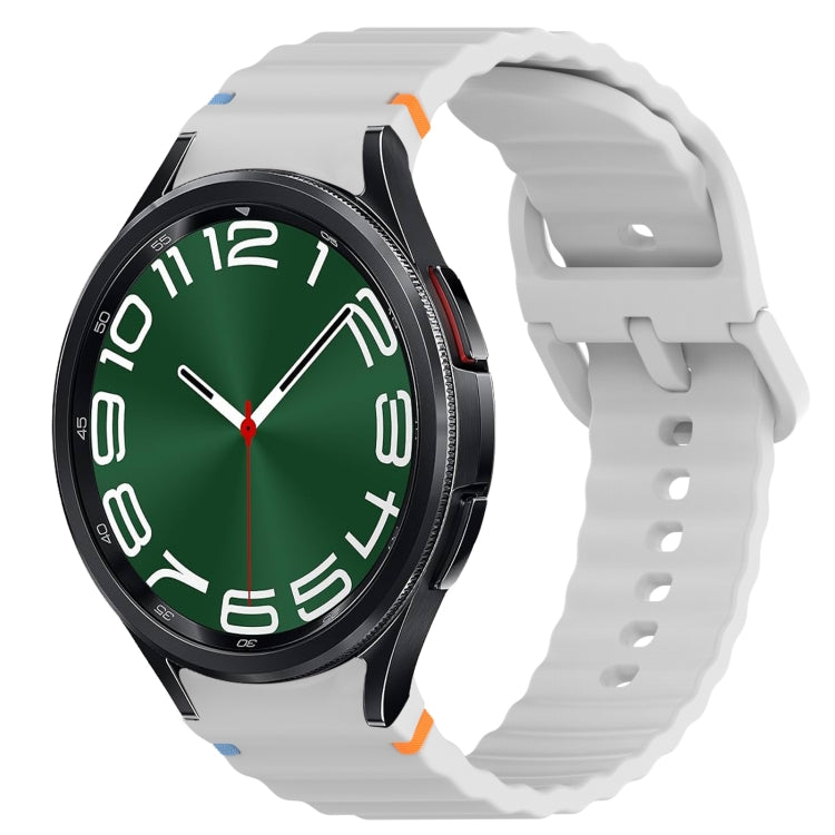 ウェービーグレインステッチ入りクイックリリースシリコン製時計バンド、Samsung Galaxy Watch FE 40mm用、Samsung Galaxy Watch 7 44mm用、Samsung Galaxy Watch 7 40mm用、Samsung Galaxy Watch 6 Classic 47mm用
