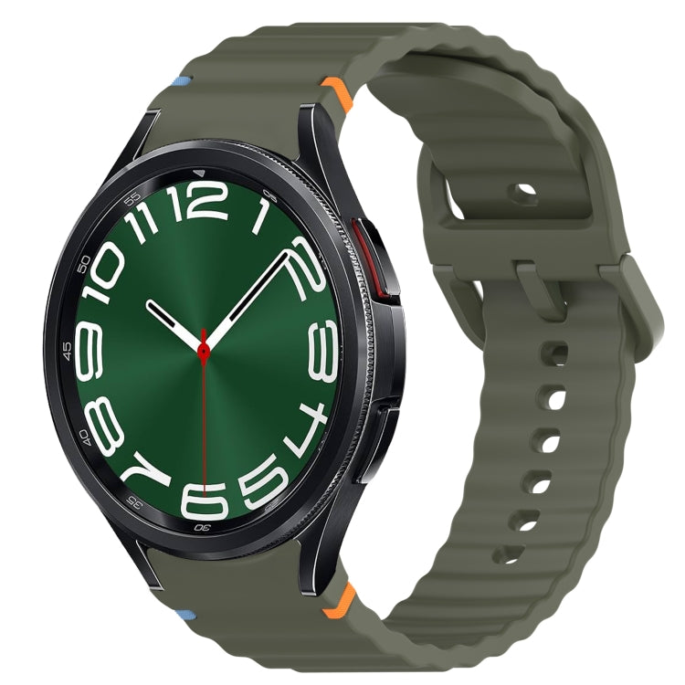 ウェービーグレインステッチ入りクイックリリースシリコン製時計バンド、Samsung Galaxy Watch 6 44mm用、Samsung Galaxy Watch 6 40mm用、Samsung Galaxy Watch 6 Classic 43mm用、Samsung Galaxy Watch 5 Pro ゴルフエディション用