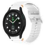 ウェービーグレインステッチ入りクイックリリースシリコン製時計バンド、Samsung Galaxy Watch 6 44mm用、Samsung Galaxy Watch 6 40mm用、Samsung Galaxy Watch 6 Classic 43mm用、Samsung Galaxy Watch 5 Pro ゴルフエディション用
