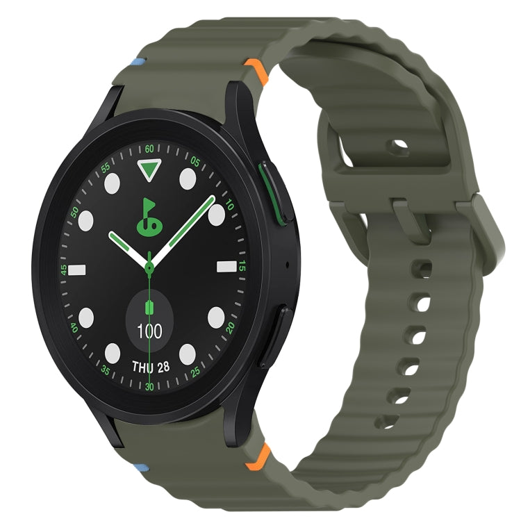 ウェービーグレインステッチ入りクイックリリースシリコン製時計バンド、Samsung Galaxy Watch 6 44mm用、Samsung Galaxy Watch 6 40mm用、Samsung Galaxy Watch 6 Classic 43mm用、Samsung Galaxy Watch 5 Pro ゴルフエディション用
