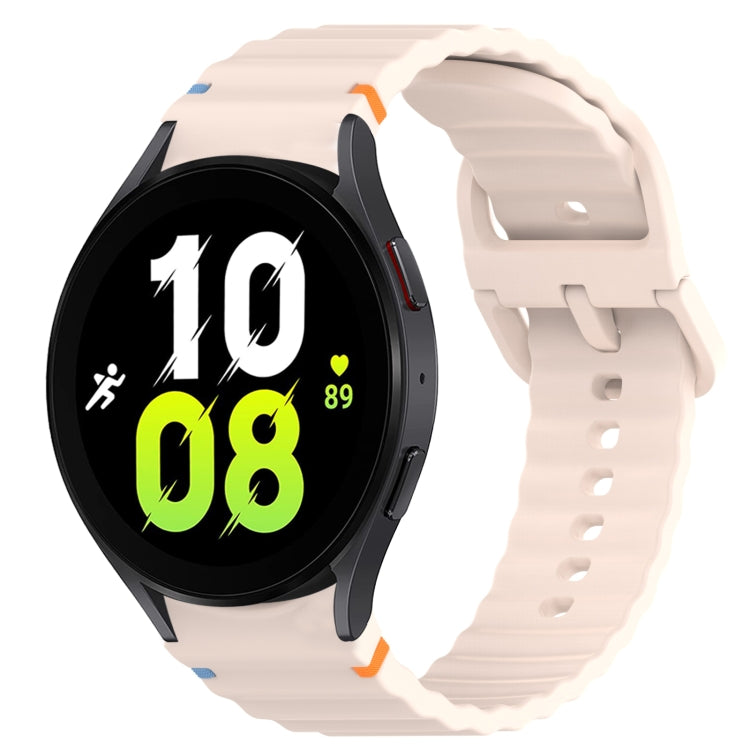 ウェービーグレインステッチ入りクイックリリースシリコン製時計バンド、Samsung Galaxy Watch 5 ゴルフエディション用、Samsung Galaxy Watch 5 44mm用、Samsung Galaxy Watch 5 Pro 45mm用、Samsung Galaxy Watch 5 40mm用