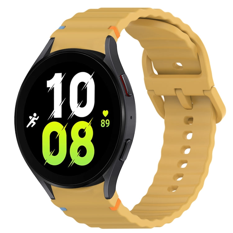 ウェービーグレインステッチ入りクイックリリースシリコン製時計バンド、Samsung Galaxy Watch 5 ゴルフエディション用、Samsung Galaxy Watch 5 44mm用、Samsung Galaxy Watch 5 Pro 45mm用、Samsung Galaxy Watch 5 40mm用