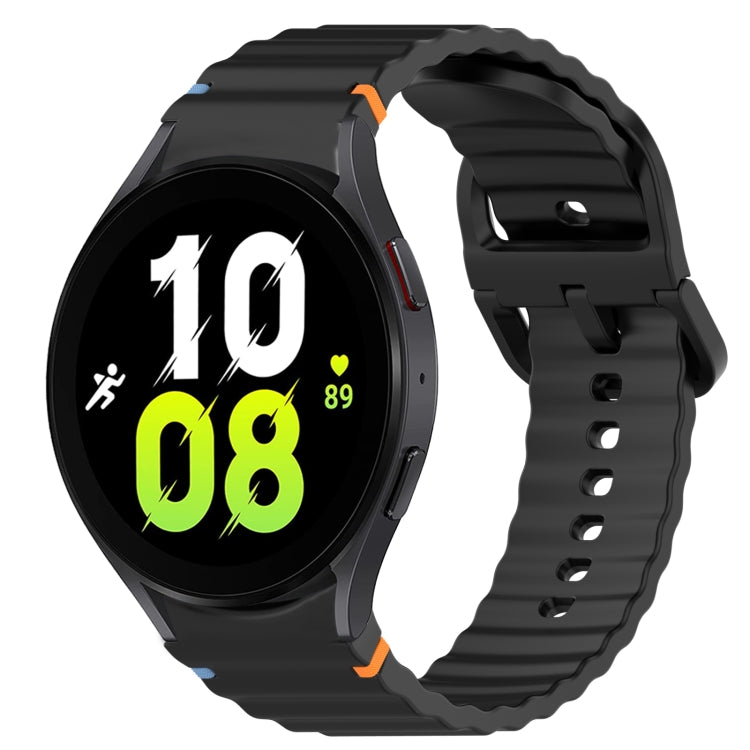 ウェービーグレインステッチ入りクイックリリースシリコン製時計バンド、Samsung Galaxy Watch 5 ゴルフエディション用、Samsung Galaxy Watch 5 44mm用、Samsung Galaxy Watch 5 Pro 45mm用、Samsung Galaxy Watch 5 40mm用