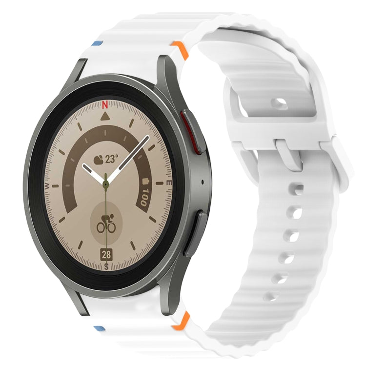ウェービーグレインステッチ入りクイックリリースシリコン製時計バンド、Samsung Galaxy Watch 5 ゴルフエディション用、Samsung Galaxy Watch 5 44mm用、Samsung Galaxy Watch 5 Pro 45mm用、Samsung Galaxy Watch 5 40mm用
