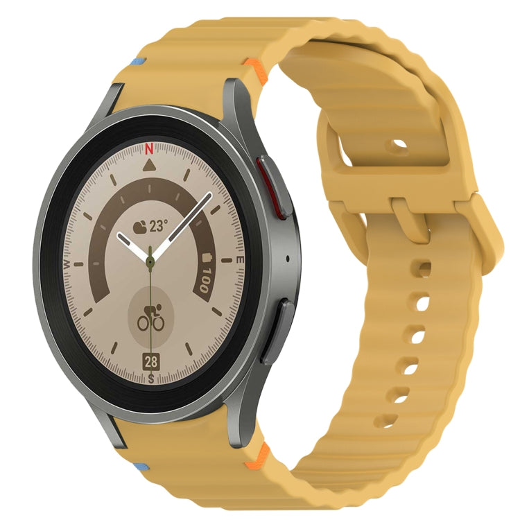 ウェービーグレインステッチ入りクイックリリースシリコン製時計バンド、Samsung Galaxy Watch 5 ゴルフエディション用、Samsung Galaxy Watch 5 44mm用、Samsung Galaxy Watch 5 Pro 45mm用、Samsung Galaxy Watch 5 40mm用