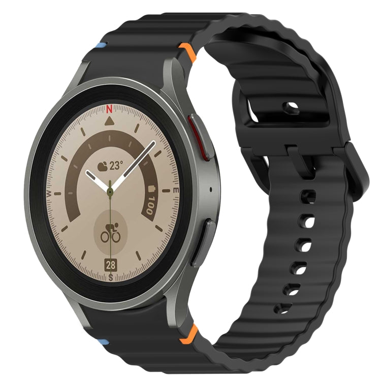 ウェービーグレインステッチ入りクイックリリースシリコン製時計バンド、Samsung Galaxy Watch 5 ゴルフエディション用、Samsung Galaxy Watch 5 44mm用、Samsung Galaxy Watch 5 Pro 45mm用、Samsung Galaxy Watch 5 40mm用