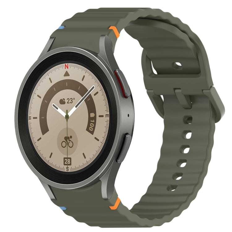 ウェービーグレインステッチ入りクイックリリースシリコン製時計バンド、Samsung Galaxy Watch 5 ゴルフエディション用、Samsung Galaxy Watch 5 44mm用、Samsung Galaxy Watch 5 Pro 45mm用、Samsung Galaxy Watch 5 40mm用