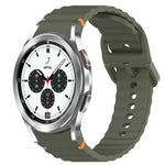 Wavy Grain Stitched Quick Release Silicone Watch Band, For Samsung Galaxy Watch 4 44mm, For Samsung Galaxy Watch 4 40mm, For Samsung  Galaxy Watch 4 Classic 46mm, For Samsung  Galaxy Watch 4 Classic 42mm