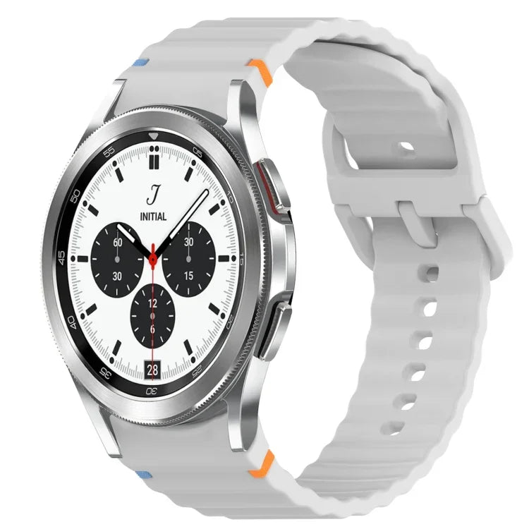 Wavy Grain Stitched Quick Release Silicone Watch Band, For Samsung Galaxy Watch 4 44mm, For Samsung Galaxy Watch 4 40mm, For Samsung  Galaxy Watch 4 Classic 46mm, For Samsung  Galaxy Watch 4 Classic 42mm