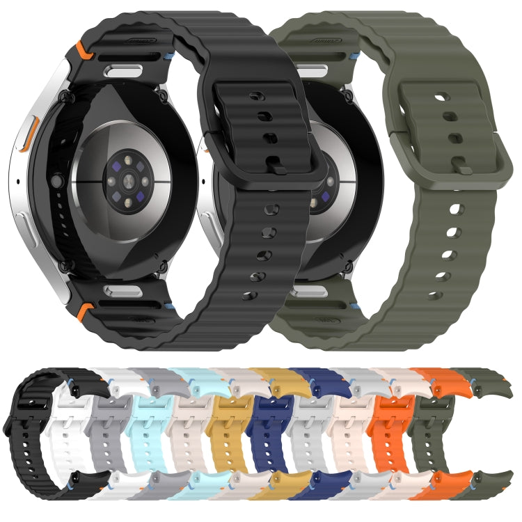 ウェービーグレインステッチ入りクイックリリースシリコン製時計バンド、Samsung Galaxy Watch 6 44mm用、Samsung Galaxy Watch 6 40mm用、Samsung Galaxy Watch 6 Classic 43mm用、Samsung Galaxy Watch 5 Pro ゴルフエディション用