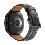Samsung Galaxy Watch Ultra 47mm用ステッチ入りブラックバックル本革ウォッチバンド
