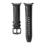 Samsung Galaxy Watch Ultra 47mm用ステッチ入りブラックバックル本革ウォッチバンド