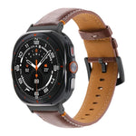 Samsung Galaxy Watch Ultra 47mm用ステッチ入りブラックバックル本革ウォッチバンド
