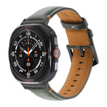 Samsung Galaxy Watch Ultra 47mm用ステッチ入りブラックバックル本革ウォッチバンド