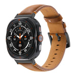 Samsung Galaxy Watch Ultra 47mm用ステッチ入りブラックバックル本革ウォッチバンド
