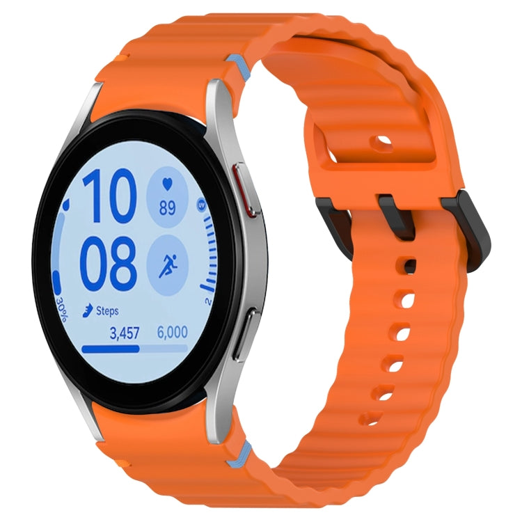 Wavy Grain Stitched Black Buckle Silicone Watch Band, For Samsung Galaxy Watch FE 40mm, For Samsung Galaxy Watch 7 40 / 44mm, For Samsung Galaxy Watch 6 Classic 43 / 47mm, For Samsung Galaxy Watch 6 40 / 44mm
