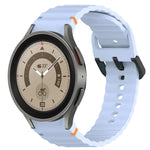 波状グレインステッチブラックバックルシリコンウォッチバンド、Samsung Galaxy Watch 5 40 / 44mm用、Samsung Galaxy Watch 5 Pro用、Samsung Galaxy Watch 4 40 / 44mm用、Samsung Galaxy Watch 4 Classic 42 / 46mm用
