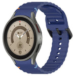 波状グレインステッチブラックバックルシリコンウォッチバンド、Samsung Galaxy Watch 5 40 / 44mm用、Samsung Galaxy Watch 5 Pro用、Samsung Galaxy Watch 4 40 / 44mm用、Samsung Galaxy Watch 4 Classic 42 / 46mm用