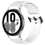 波状グレインステッチブラックバックルシリコンウォッチバンド、Samsung Galaxy Watch 5 40 / 44mm用、Samsung Galaxy Watch 5 Pro用、Samsung Galaxy Watch 4 40 / 44mm用、Samsung Galaxy Watch 4 Classic 42 / 46mm用