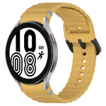 波状グレインステッチブラックバックルシリコンウォッチバンド、Samsung Galaxy Watch 5 40 / 44mm用、Samsung Galaxy Watch 5 Pro用、Samsung Galaxy Watch 4 40 / 44mm用、Samsung Galaxy Watch 4 Classic 42 / 46mm用
