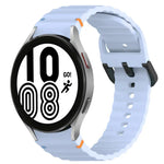 波状グレインステッチブラックバックルシリコンウォッチバンド、Samsung Galaxy Watch 5 40 / 44mm用、Samsung Galaxy Watch 5 Pro用、Samsung Galaxy Watch 4 40 / 44mm用、Samsung Galaxy Watch 4 Classic 42 / 46mm用