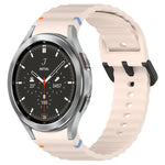 波状グレインステッチブラックバックルシリコンウォッチバンド、Samsung Galaxy Watch 5 40 / 44mm用、Samsung Galaxy Watch 5 Pro用、Samsung Galaxy Watch 4 40 / 44mm用、Samsung Galaxy Watch 4 Classic 42 / 46mm用