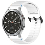 波状グレインステッチブラックバックルシリコンウォッチバンド、Samsung Galaxy Watch 5 40 / 44mm用、Samsung Galaxy Watch 5 Pro用、Samsung Galaxy Watch 4 40 / 44mm用、Samsung Galaxy Watch 4 Classic 42 / 46mm用