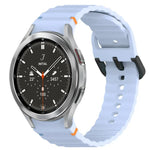 波状グレインステッチブラックバックルシリコンウォッチバンド、Samsung Galaxy Watch 5 40 / 44mm用、Samsung Galaxy Watch 5 Pro用、Samsung Galaxy Watch 4 40 / 44mm用、Samsung Galaxy Watch 4 Classic 42 / 46mm用