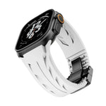 テイラーステンレススチールブラックバタフライバックルシリコンウォッチバンド、Apple Watch 44mm / 45mm / 46mm / 49mm用
