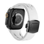 テイラーステンレススチールブラックバタフライバックルシリコンウォッチバンド、Apple Watch 44mm / 45mm / 46mm / 49mm用