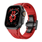 テイラーステンレススチールブラックバタフライバックルシリコンウォッチバンド、Apple Watch 44mm / 45mm / 46mm / 49mm用