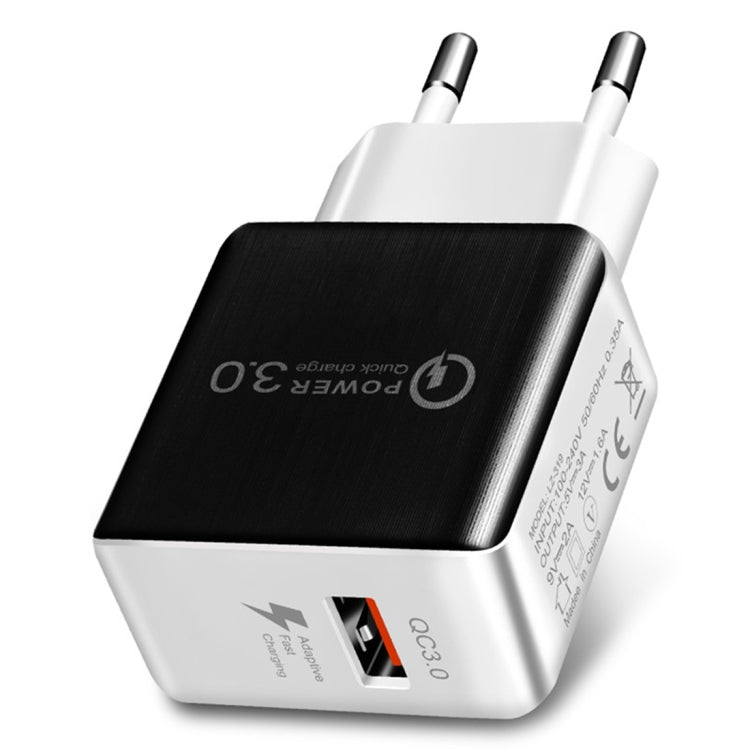 1USB QC 3.0 ワイヤードクイックチャージャー EUプラグ、QC 3.0 ブラック、QC 3.0 ホワイト
