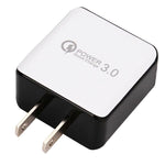 1USB QC 3.0 ワイヤードクイックチャージャー USプラグ、ブラック、ホワイト